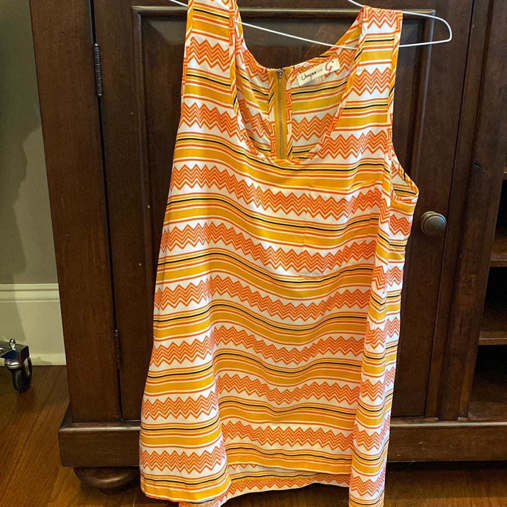 Umgee Orange and Yellow Zigzag Tank Top